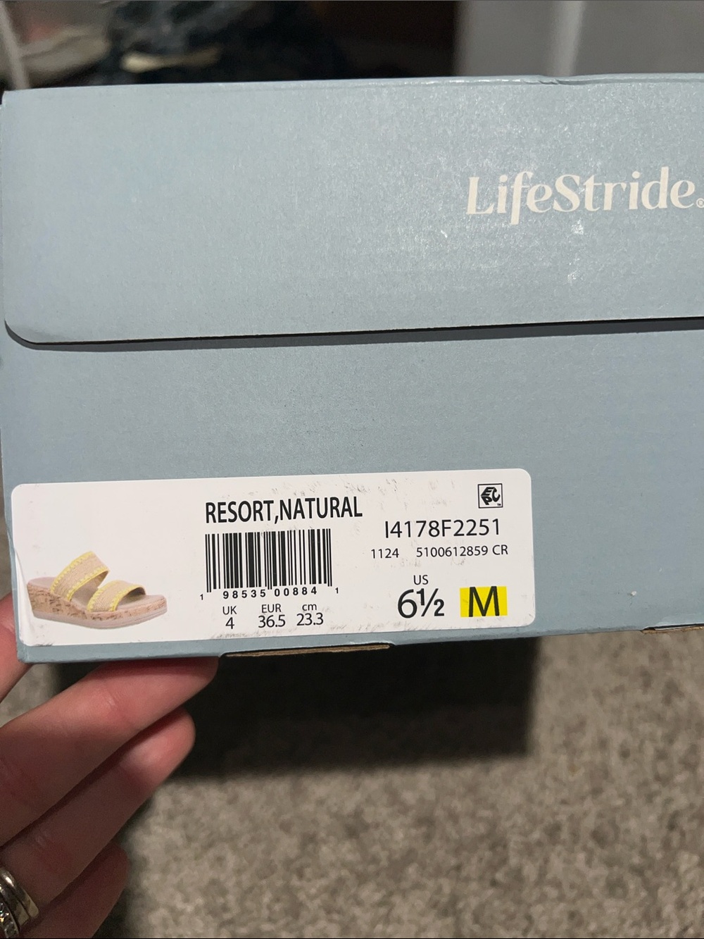 LifeStride bzees air Resort Natural Sandal Yellow Straps shoes comfort 6.5 new